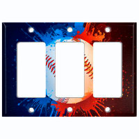 WorldAcc Metal Light Switch Plate Outlet Cover (Baseball Kids Room Sports Game - Single Toggle)