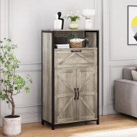 Gracie Oaks Storage Cabinet With Barn Door And Drawer