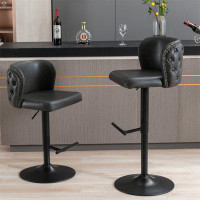 House of Hampton Swivel Barstools Adjusatble Seat Height, Modern PU Upholstered Bar Stools With The Whole Back Tufted, F