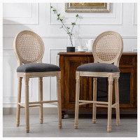 Ophelia & Co. Wooden Barstools With Upholstered Seating, Set of 2