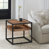17 Stories Solid Wood Frame End Table with Storage