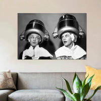 East Urban Home '1950s Two Women Sitting Together Gossiping Under Hairdresser Hair Dryer' Photographic Print on Wrapped