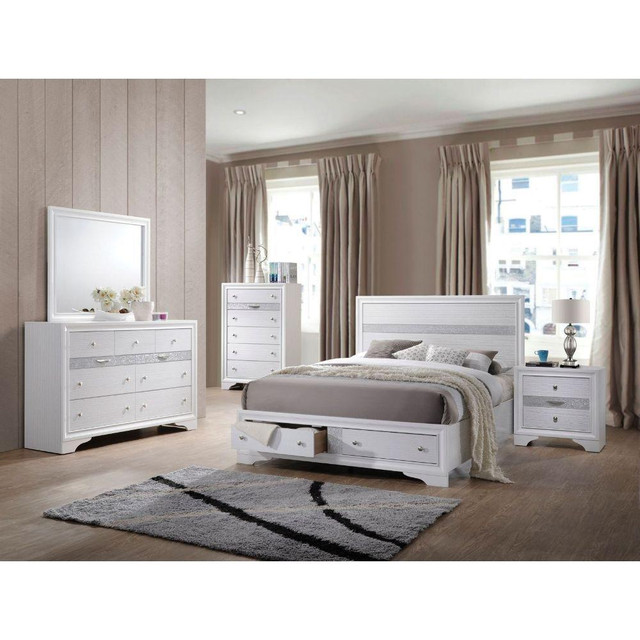 Christmas Special - 5 Piece Naima Black, White or Gray Queen/Eastern King Bed, Night Stand, Mirror,  Dresser & Chest AFC in Beds & Mattresses - Image 2