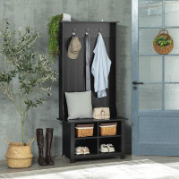 Red Barrel Studio Hall Tree with Shoe Storage Bench, Entryway Bench with Coat Rack