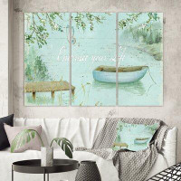Made in Canada - East Urban Home 'Lake House Canoes IV' Painting Multi-Piece Image on Canvas