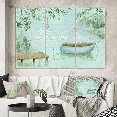 Made in Canada - East Urban Home 'Lake House Canoes IV' Painting Multi-Piece Image on Canvas in Painting & Paint Supplies