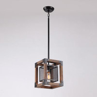 17 Stories 1 - Light Wood Square Pendant with Rustic Metal