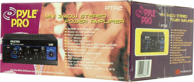PTA2 Pyle® Mini 2 x 40 Watt Stereo Amplifiers in Stereo Systems & Home Theatre - Image 4