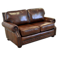 Canora Grey Speroni 72" Genuine Leather Rolled Arm Loveseat