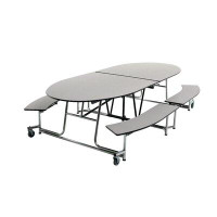 AmTab Manufacturing Corporation 121" Elliptical Bench Cafeteria Table