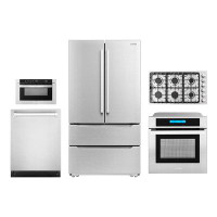 Cosmo 5 Piece Kitchen Package with French Door Refrigerator & 36" Gas Cooktop & Wall Oven