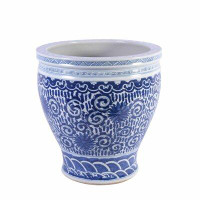 Legend of Asia Twisted Lotus Porcelain Pot Planter