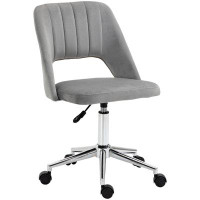 Mercer41 Vinsetto Modern Mid-back Office Chair In Grey Velvet Fabric - Swivel Computer Desk Chair With Hollow Back Desig
