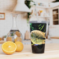 East Urban Home White And Black Fish Plastic Tumbler With Straw