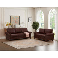 Wildon Home® Living Room Sofa With Storage Sofa 2+3 Sectional Burgundy Faux Leather