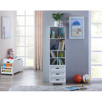 Red Barrel Studio Kids Funnel White Bookcase Book Shelf Storage Unit With Book Display/Organizer Drawers - Classic White
