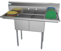 NEW 2 COMPARTMENT NSF STAINLESS STEEL SINK COMMERCIAL PREP 2C14161