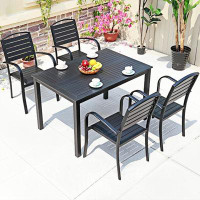 Wildon Home® Outdoor plastic wood table and chair combination