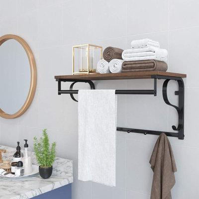 17 Stories Coat Rack Wall Mount, 5 Hooks,Rustic Brown And Black in Other