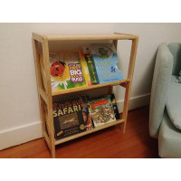 KOVOME Beech Wood 4-Tier Bookshelf With Slanted Shelf, Natural