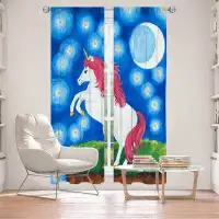East Urban Home Lined Window Curtains 2-panel Set for Window Size by nJoy Art - Unicorn Starry Night