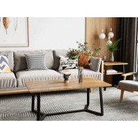 Lipoton Coffee Table for Living Room, Wood Coffee Table Rectangle with Sturdy Metal Frame and Wood Finish