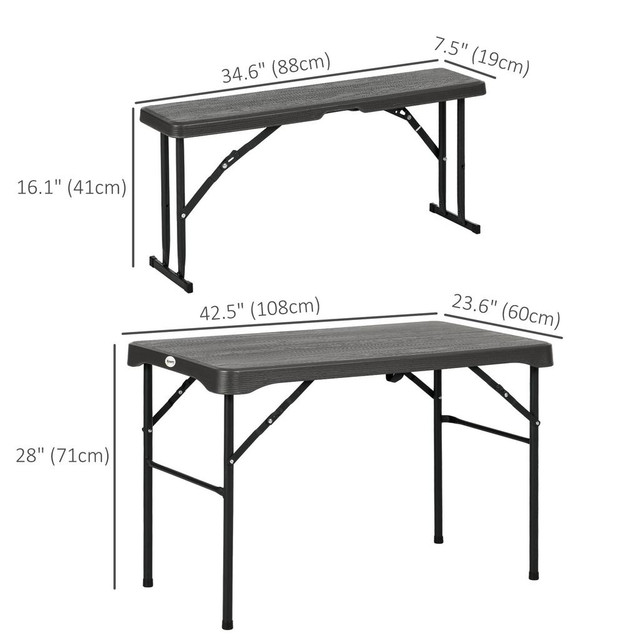 Patio Table Set 42.5" x 23.6" x 28" Dark Grey in Patio & Garden Furniture - Image 3