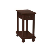 Charlton Home Accent Table, End, Side Table, Narrow, Bedroom, Lamp, Brown Veneer