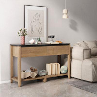 Winston Porter 47" Modern Farmhouse Double Drawers Console Table