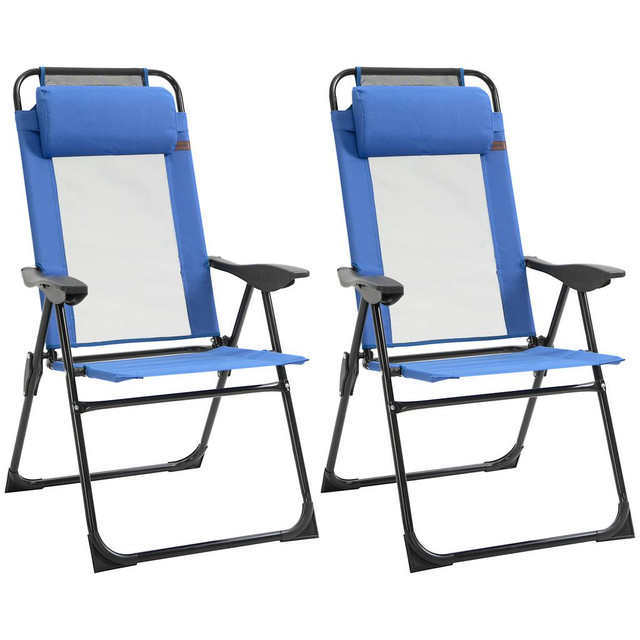 Folding Chair Set 24.4" x 27.6" x 42.9" Blue in Patio & Garden Furniture - Image 2