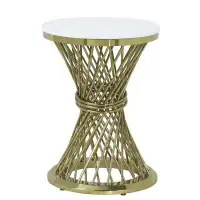 Everly Quinn ACME Fallon End Table, Engineering Stone & Gold Finish LV01958