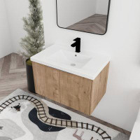 EXULLMODE 30" Wall Mounted Single Bathroom Vanity with Resin Vanity Top