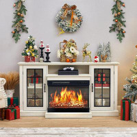 Lark Manor Alvilda 3-Sided Glass Fireplace TV Stand