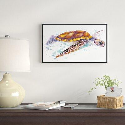 East Urban Home 'Brown Sea Turtle Watercolor' Framed Oil Painting Print on Wrapped Canvas in Arts & Collectibles