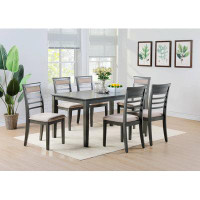 Red Barrel Studio Antique Grey Finish Dinette 7Pc Set Kitchen Breakfast Dining Table W Wooden Top Cushion Seats 6X Chair