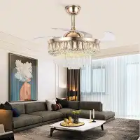 House of Hampton 42" Duward 4 - Blade LED Crystal Ceiling Fan with Remote Control and Light Kit Included