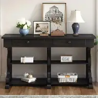 One Allium Way Vintage Console Table With Ample Storage (Antique Black)