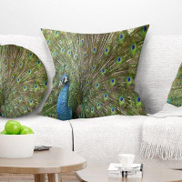 Made in Canada - East Urban Home Animal Beautiful Peacock with Feathers Pillow