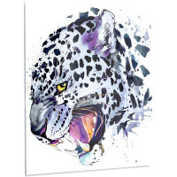Made in Canada - Design Art 'Ferocious Snow Leopard Face' Painting Print on Metal