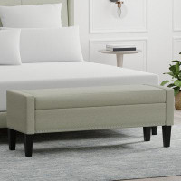 Latitude Run® 52" Upholstered Storage Bench With Truncated Arms and Nailhead Trim
