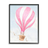 Stupell Industries Rabbit in Pink Balloon Framed Giclee Art by Lanie Loreth