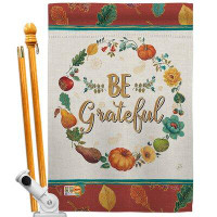 Breeze Decor Bo Be Grateful 2-Sided Polyester 40 x 28 in. Flag Set