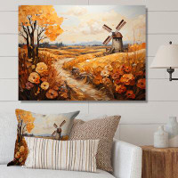 Red Barrel Studio Orange Grey Mills In Holland Harvest - Mills Canvas Prints