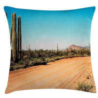 East Urban Home Path with Giant Cactus Plants Indoor / Outdoor 26" Throw Pillow Cover