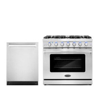 Cosmo 2 Piece Kitchen Package with 36" Freestanding Gas Range & 23.75" Dishwasher