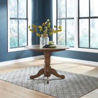 Ophelia & Co. Manistee Drop Leaf Rubberwood Solid Wood Pedestal Dining Table
