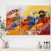 Made in Canada - East Urban Home 'Abstract Red and Yellow 03' Painting Multi-Piece Image on Canvas