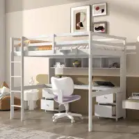 Harriet Bee Eimear Kids Full Loft Bed with Drawers