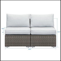 Winston Porter Rattan Durable Couch Wicker Armless Light Grey Couch Sofa For Office Furniture
