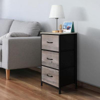 Ebern Designs Nightstand Dresser With 3 Drawers, Small Dresser Fabric Storage Chest